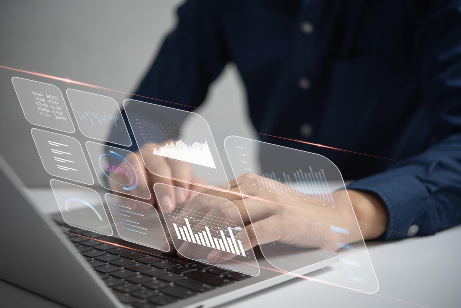 Interactief bedrijfsdashboard met diverse grafiektypen en KPI-kaarten