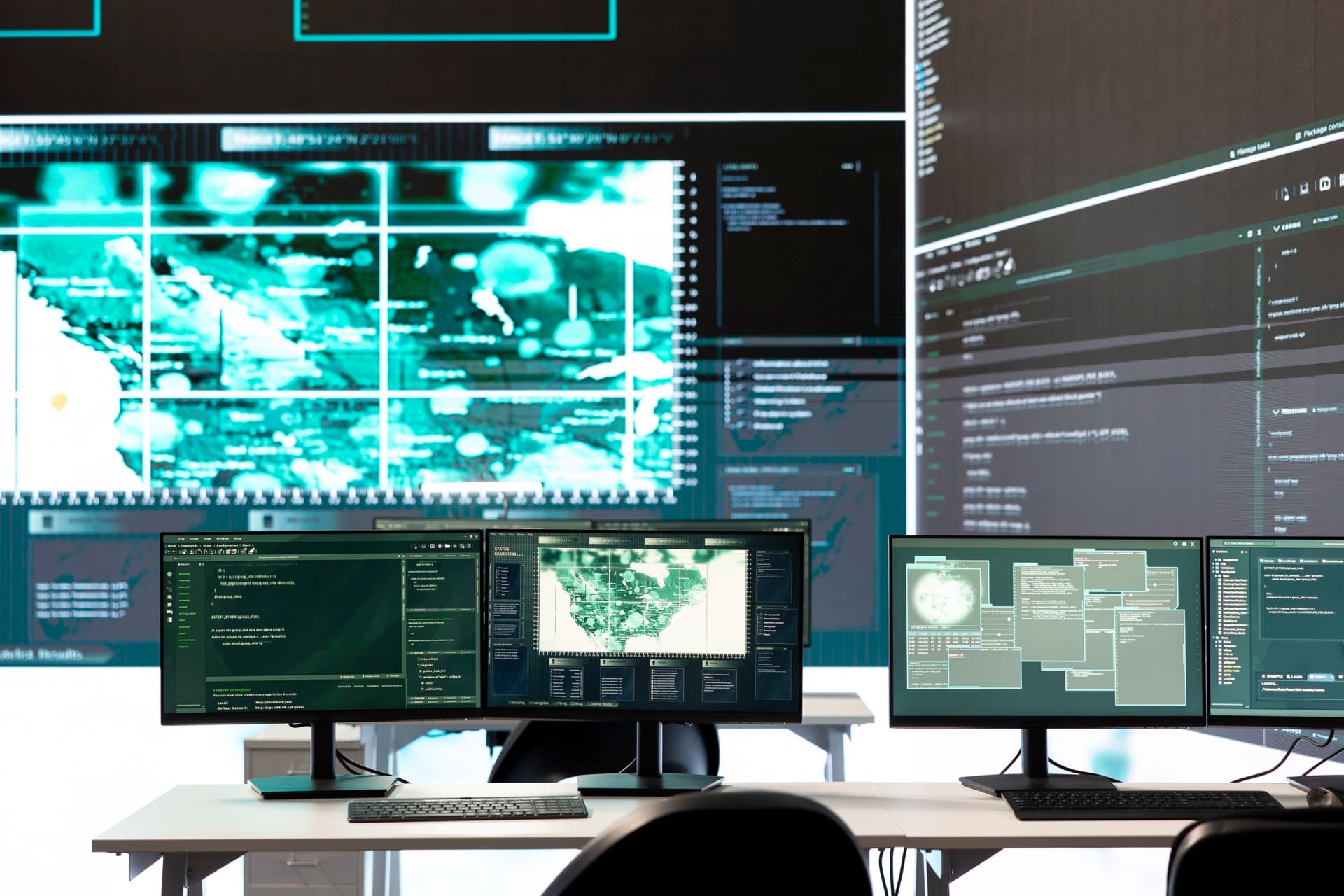Real-time dashboard met live datavisualisaties en KPI-metrics op een groot scherm