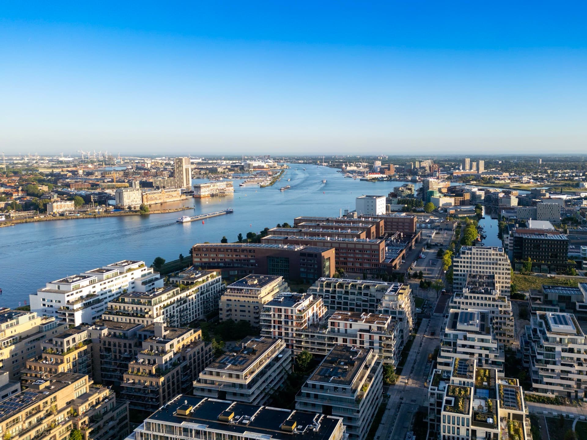 Aerial view of Amsterdam canals