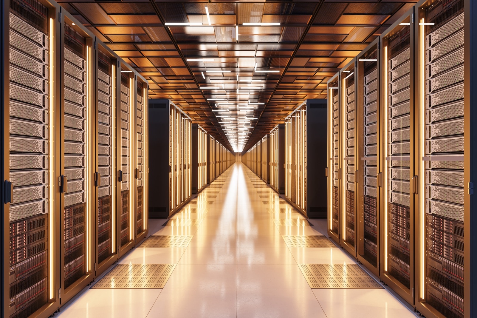 Server aisle in a data centre where the models run